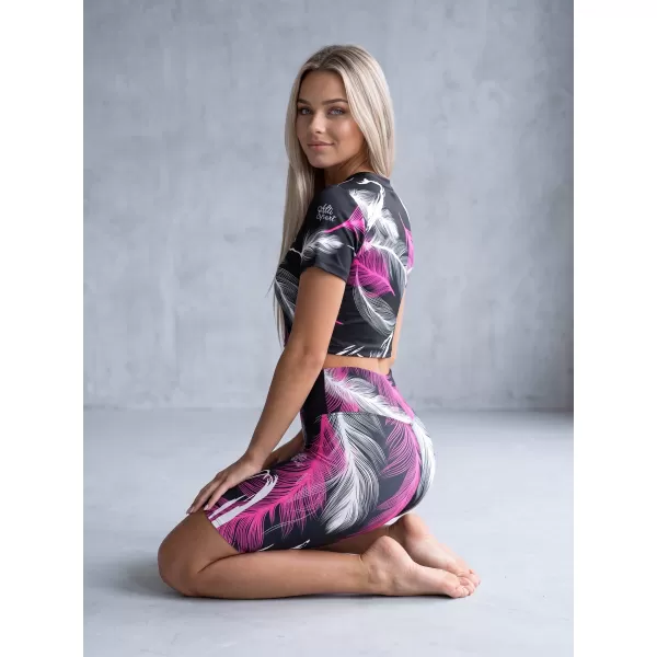  Dámske legíny nad kolená premium (nové veľkosti) ALTISPORT VOJ/ALW001LEG06 ČIERNA/RUŽOVÁ 