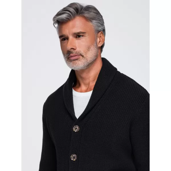  Pánsky kardigan OMBRE OM-SWCD-0200 BLACK 