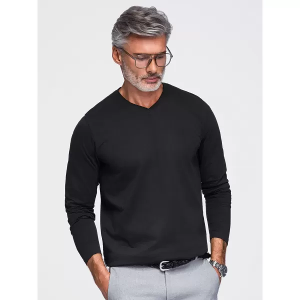  Pánske tričko OMBRE OM-LSBL-0143 BLACK 
