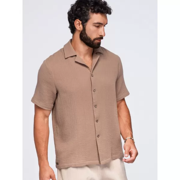  Pánska košeľa OMBRE OM-SHSS-0223 LIGHT BROWN 