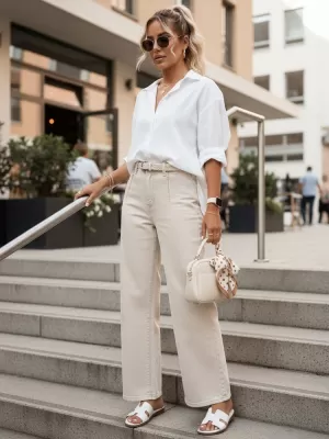 Dámske nohavice DSTREET UY2965 BÉŽOVÁ