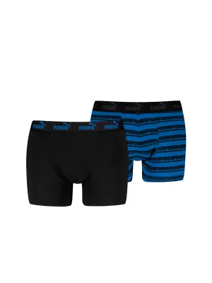 Pánske boxerky PUMA ELEMENTS MEN STRIPED BOXERS 2P 93884203 BLACK/BLUE