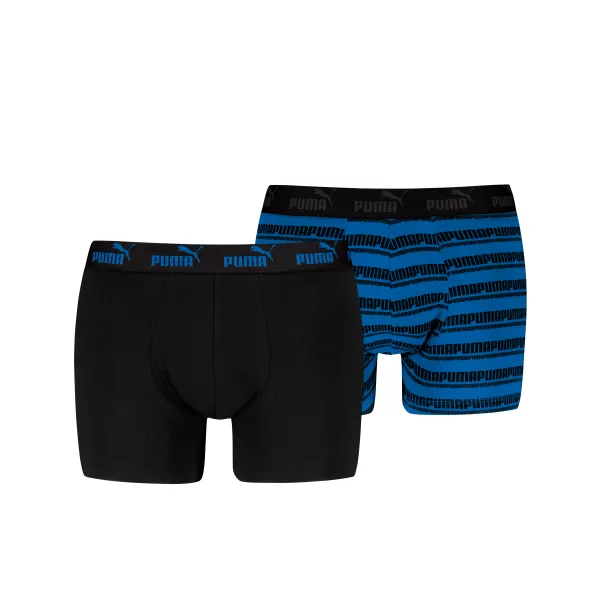  Pánske boxerky PUMA ELEMENTS MEN STRIPED BOXERS 2P 93884203 BLACK/BLUE 