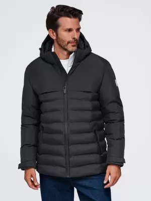 Pánska zimná prešívaná bunda OMBRE OM-JAHP-0305 BLACK