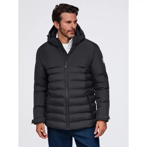  Pánska zimná prešívaná bunda OMBRE OM-JAHP-0305 BLACK 