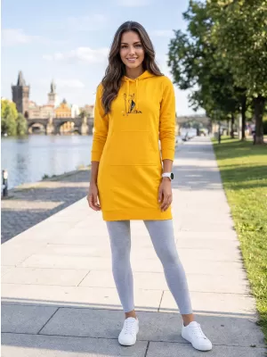 Dámska predĺžená mikina ALTISPORT ALW091419 ŽLTÁ
