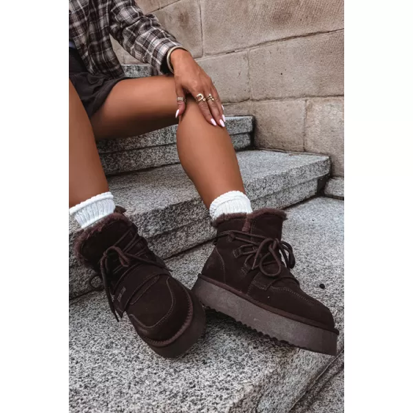  Dámske snehule BIG STAR SHOES UU274316 BROWN/BEIGE SHADOWS 