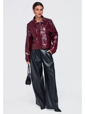 Dámska bunda OMBRE OW-JAFL-0145 BURGUNDY