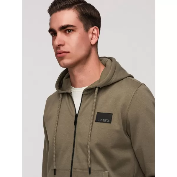  Pánska mikina OMBRE OM-SSZP-0256 OLIVE 