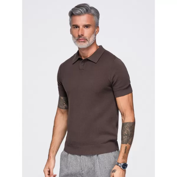  Pánske polo tričko OMBRE OM-POSS-0178 DARK BROWN 