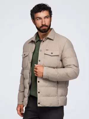 Pánska prešívaná košeľová bunda OMBRE OM-JALP-0256 BLACK
