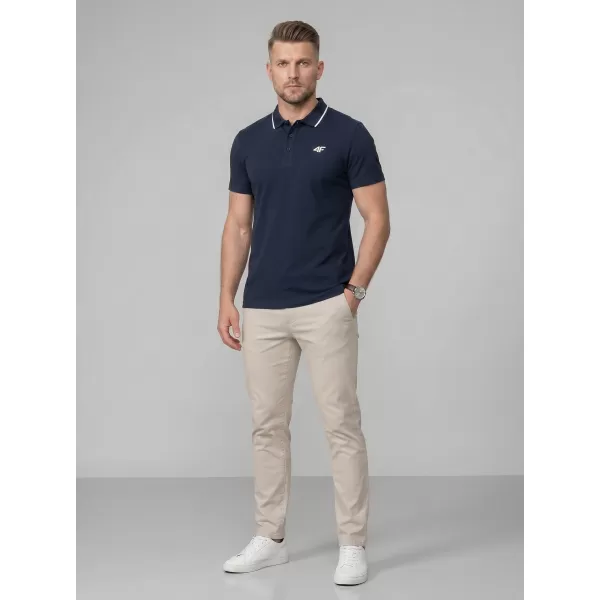  Pánske tričko s golierom 4F WMM00TPTSM0773 NAVY 