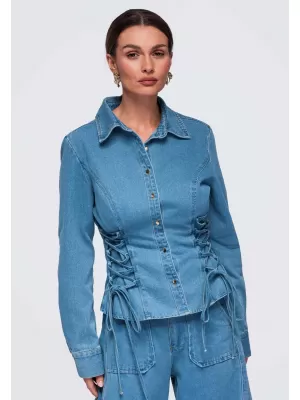 Dámska košeľa OMBRE OW-SH-E0070 BLUE