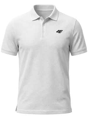 Pánske tričko s golierom 4F WMM00TPTSM0771 WHITE