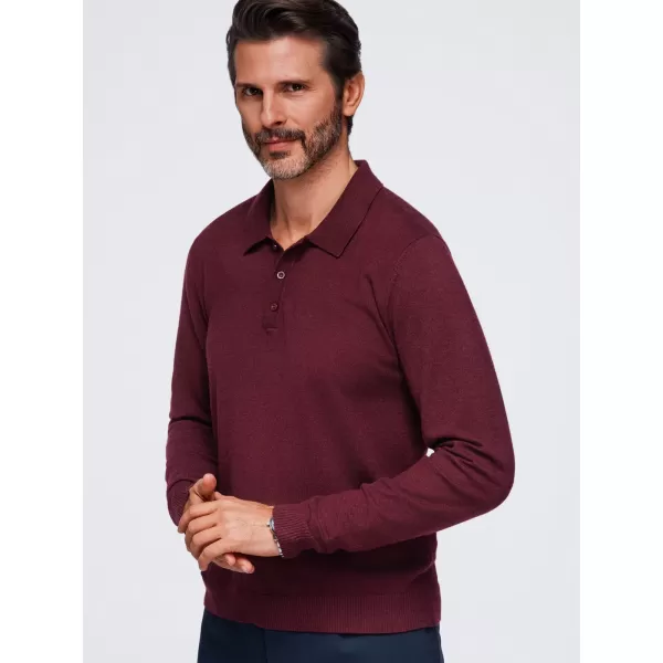  Pánske tričko s golierom OMBRE OM-POLS-0151 BURGUNDY 