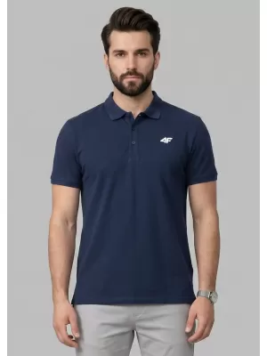 Pánske tričko s golierom 4F WMM00TPTSM0771 NAVY