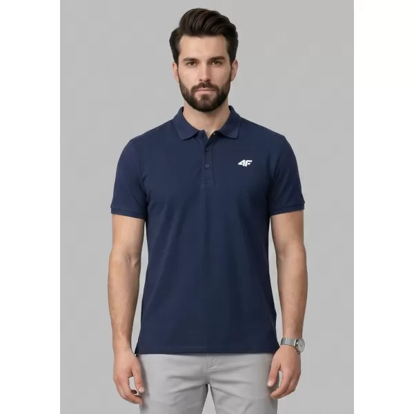  Pánske tričko s golierom 4F WMM00TPTSM0771 NAVY 