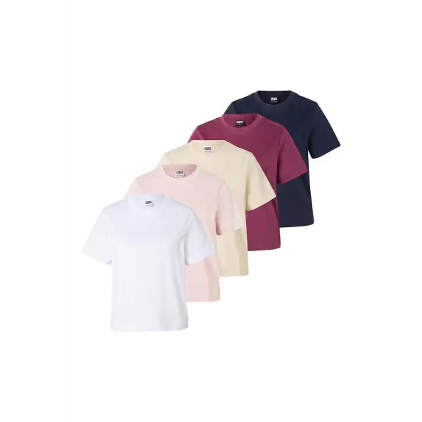  Dámske tričko URBAN CLASSICS TB8574C-23659 WHITE/MIDNIGHT NAVY/VINTAGE ROSE/BERRY PURPLE/WHITE SAND 