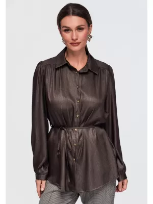 Dámska košeľa OMBRE OW-SH-E0071 BROWN