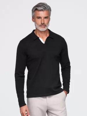 Pánske tričko s golierom OMBRE OM-POLS-0138 BLACK