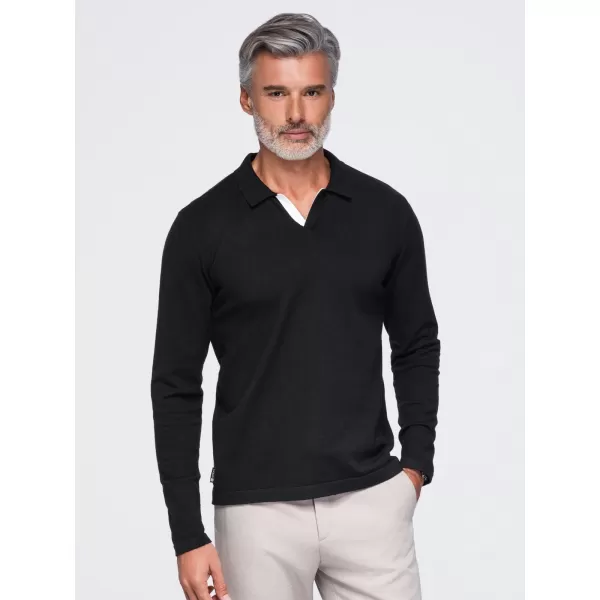  Pánske tričko s golierom OMBRE OM-POLS-0138 BLACK 