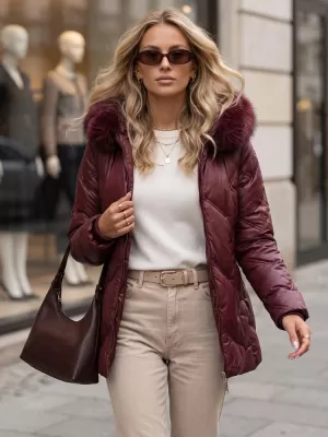 Dámska bunda DSTREET TY5813 BORDOVÁ