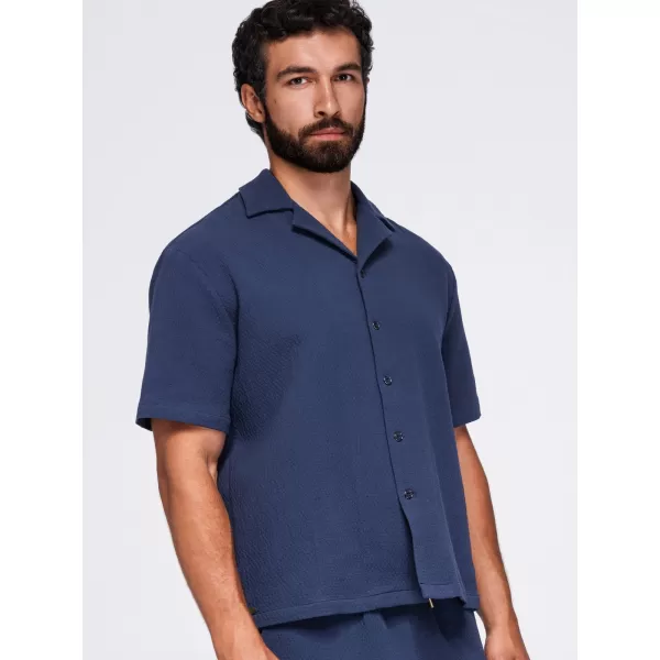  Pánska košeľa OMBRE OM-SHSS-0220 NAVY BLUE 