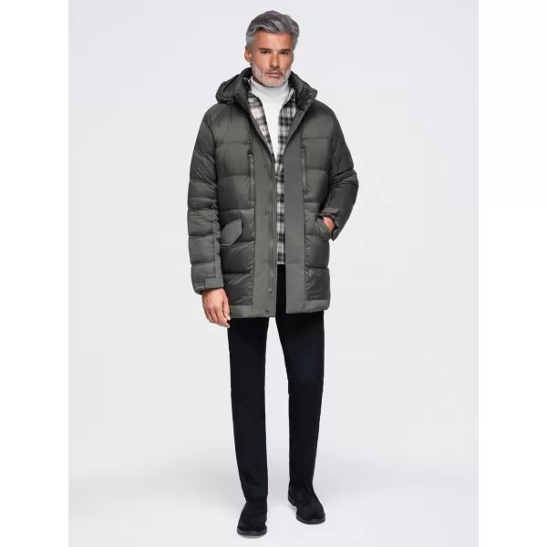  Pánska zimná bunda OMBRE OM-JALJ-0263 DARK OLIVE 