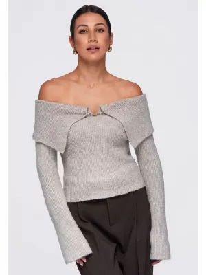Dámsky sveter OMBRE OW-SW-E0011 TAUPE