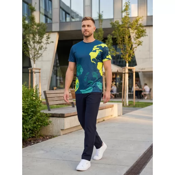  Pánske voľnočasové tričko premium ALTISPORT VOJ/ALM130TR06 NAVY-FLUO YELLOW 