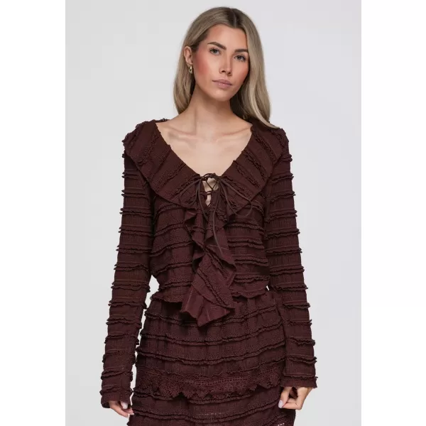  Dámska blúza OMBRE OW-TS-E0067 DARK BROWN 