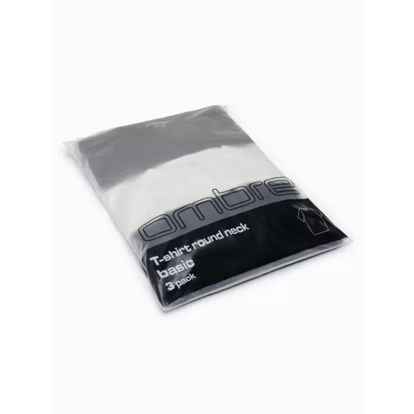  Pánske tričko OMBRE OM-TSBC-0291 BLACK/OFF WHITE/PALE OLIVE 