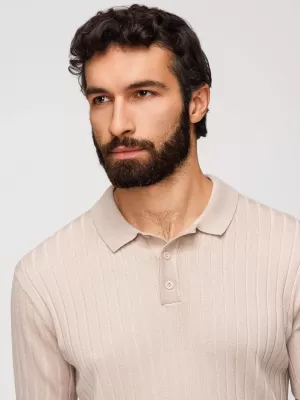Pánske tričko s golierom OMBRE OM-POSS-0169 BEIGE