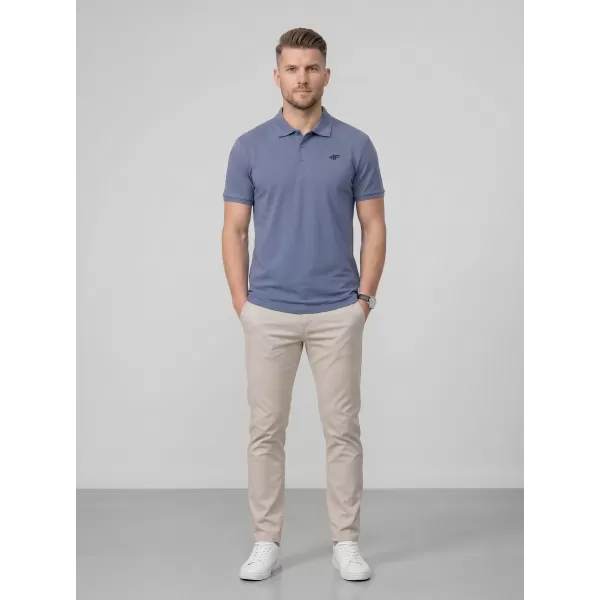 Pánske tričko s golierom 4F WMM00TPTSM0770 DENIM 