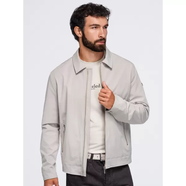  Pánska prechodná bunda OMBRE OM-JANP-0224 GREY-BEIGE 