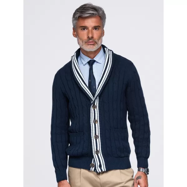  Pánsky kardigan OMBRE OM-SWCD-0196 NAVY BLUE 