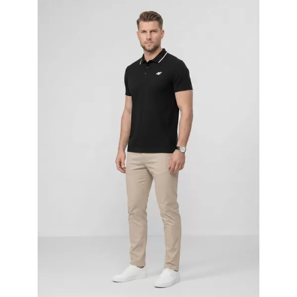  Pánske tričko s golierom 4F WMM00TPTSM0773 DEEP BLACK 