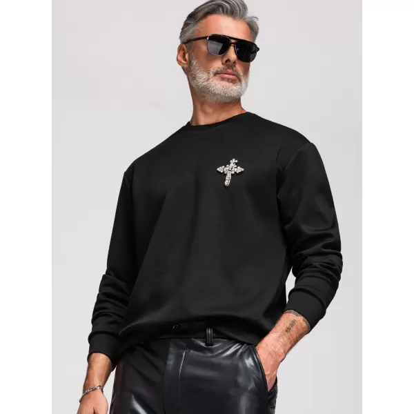  Pánska mikina OMBRE OM-SSNZ-0271 BLACK 