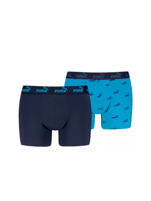 Pánske boxerky PUMA ELEMENTS MEN LOGO PRINT BOXERS 2P 93875401 BLUE COMBO