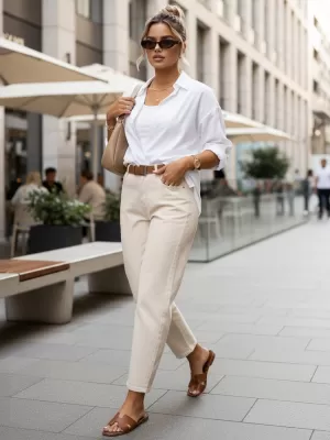 Dámske nohavice DSTREET UY2987 ECRU