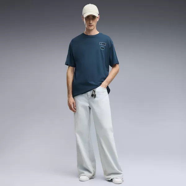  Pánske tričko PUMA GRAPHICS RELAXED STACKED TEE 69436836 MIDNIGHT PETROL 
