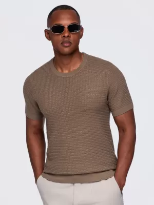 Pánske tričko OMBRE OM-TSCT-0303 LIGHT BROWN