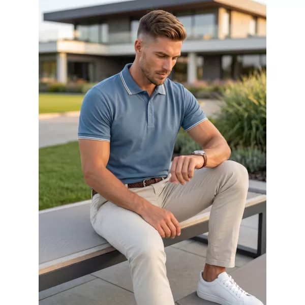  Pánske tričko s golierom MALFINI FOCUS 232 DENIM 