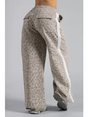 Baggy tepláky s leopardím vzorom NEBBIA PRIMAL 865 CREAM LEOPARD