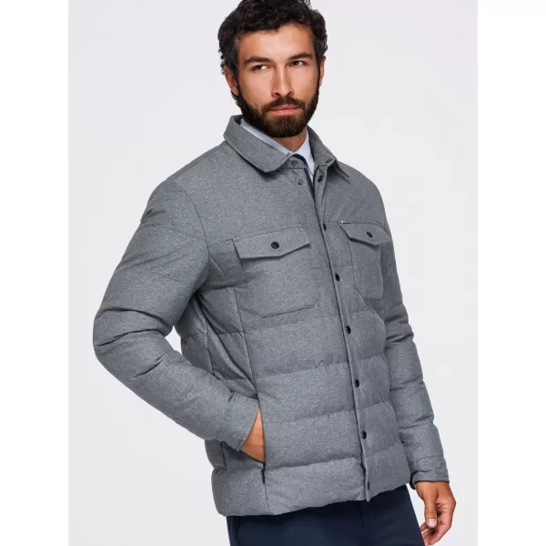  Pánska prešívaná košeľová bunda OMBRE OM-JALP-0256 GREY MELANGE 