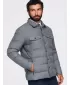 Pánska prešívaná košeľová bunda OMBRE OM-JALP-0256 GREY MELANGE
