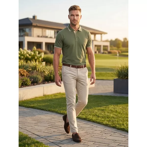  Pánske tričko s golierom MALFINI FOCUS 232 KHAKI 