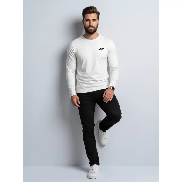  Pánske tričko s dlhým rukávom 4F WMM00TLONM611 WHITE 