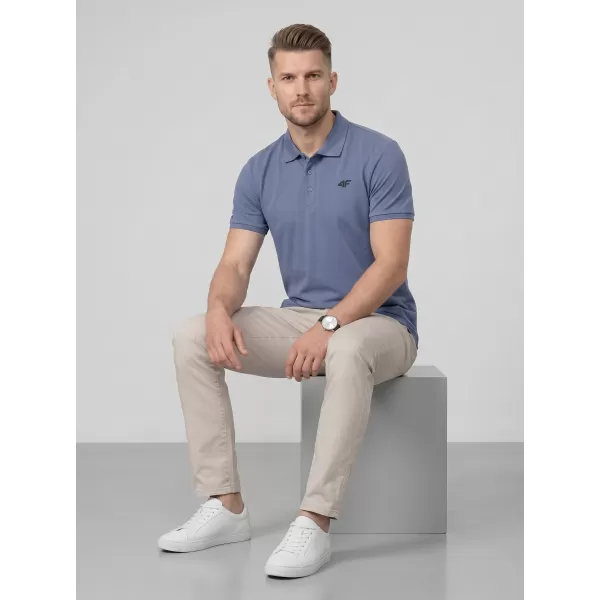  Pánske tričko s golierom 4F WMM00TPTSM0770 DENIM 