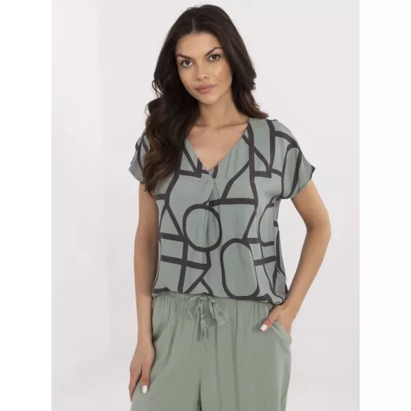  Dámska blúzka SUBLEVEL D73771M11171D KHAKI/BLACK 